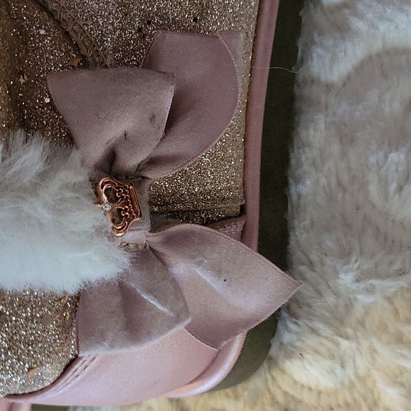 Juicy Couture Girls Rose Gold Glitter Cozy Boots Size 2M - Picture 5 of 9